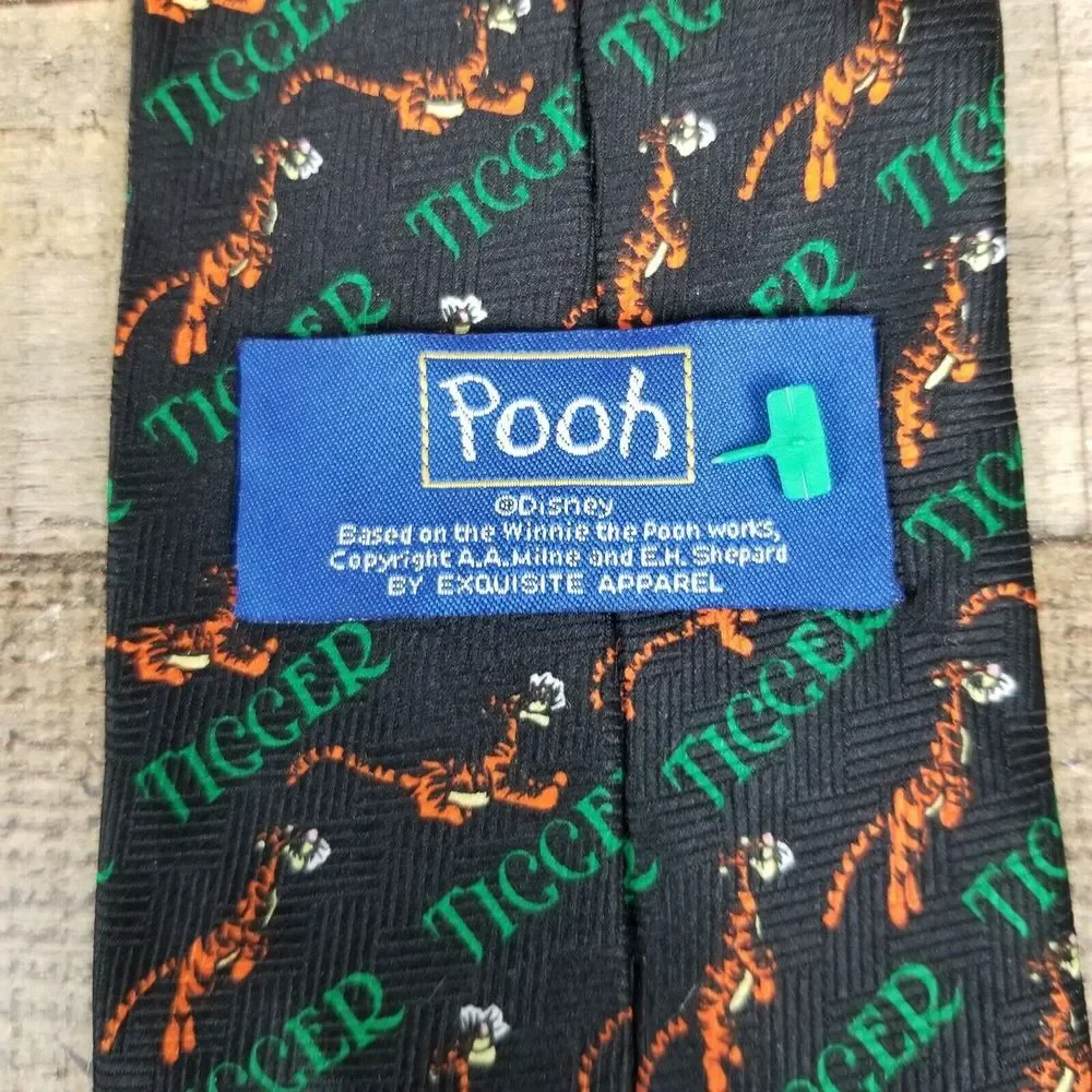 Disney Tigger Men's Necktie Black Winnie Pooh Made in Korea